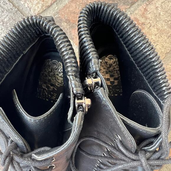 Vince Camuto Cleia Lace Up Open Toe Bootie Black Leather Size 7.5 - Picture 6 of 6